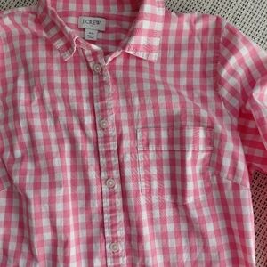 J.CREW Pink Gingham Button-Up Shirt